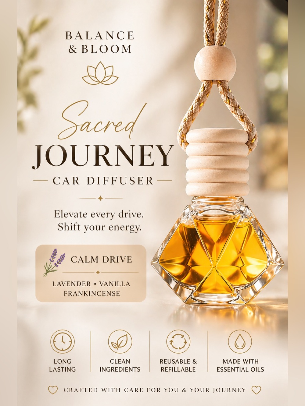 Sacred Journey Car Diffuser | Lavender Vanilla